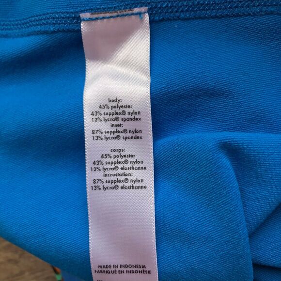 lucy Womens Tank Top Sz Large Be Strong Azul Stripe Striped Blue Athleisure NEW - Picture 7 of 7